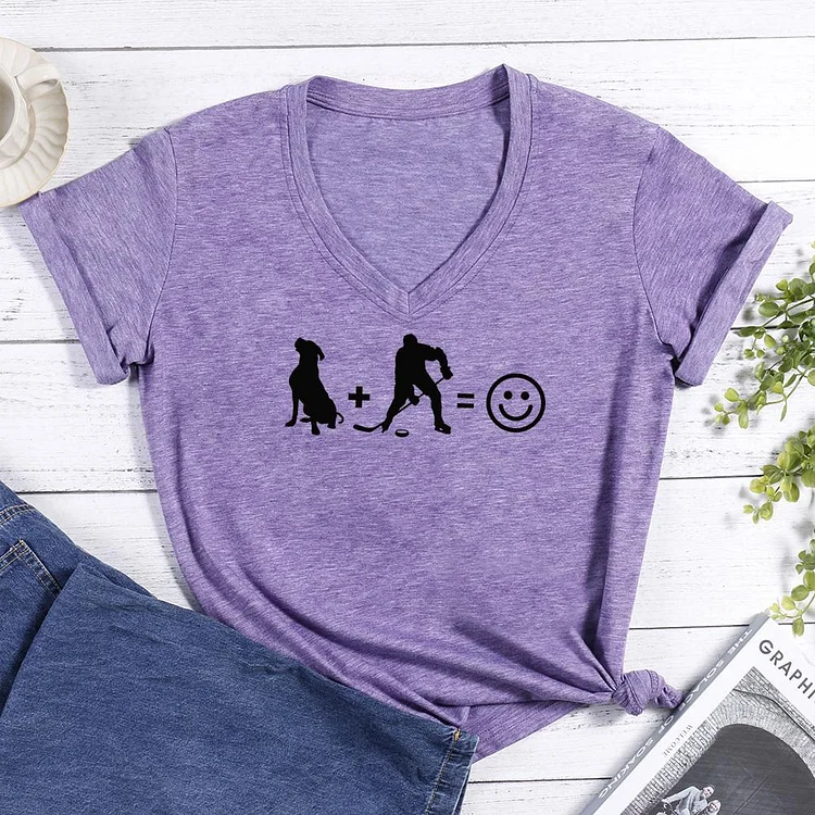 Ice hockey pet dog lover V-neck T Shirt-Annaletters