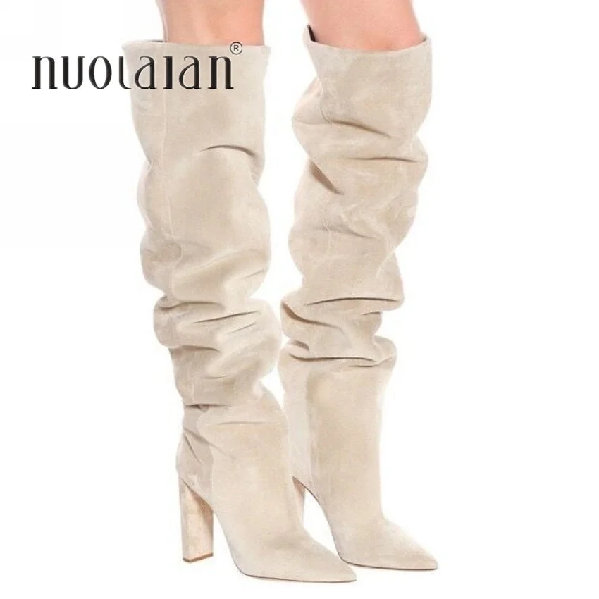 Over the Knee Boots Women New Design Fur Warm Winter Shoes Women Fashion High Heel Thigh High Boots Long Woman Footwear