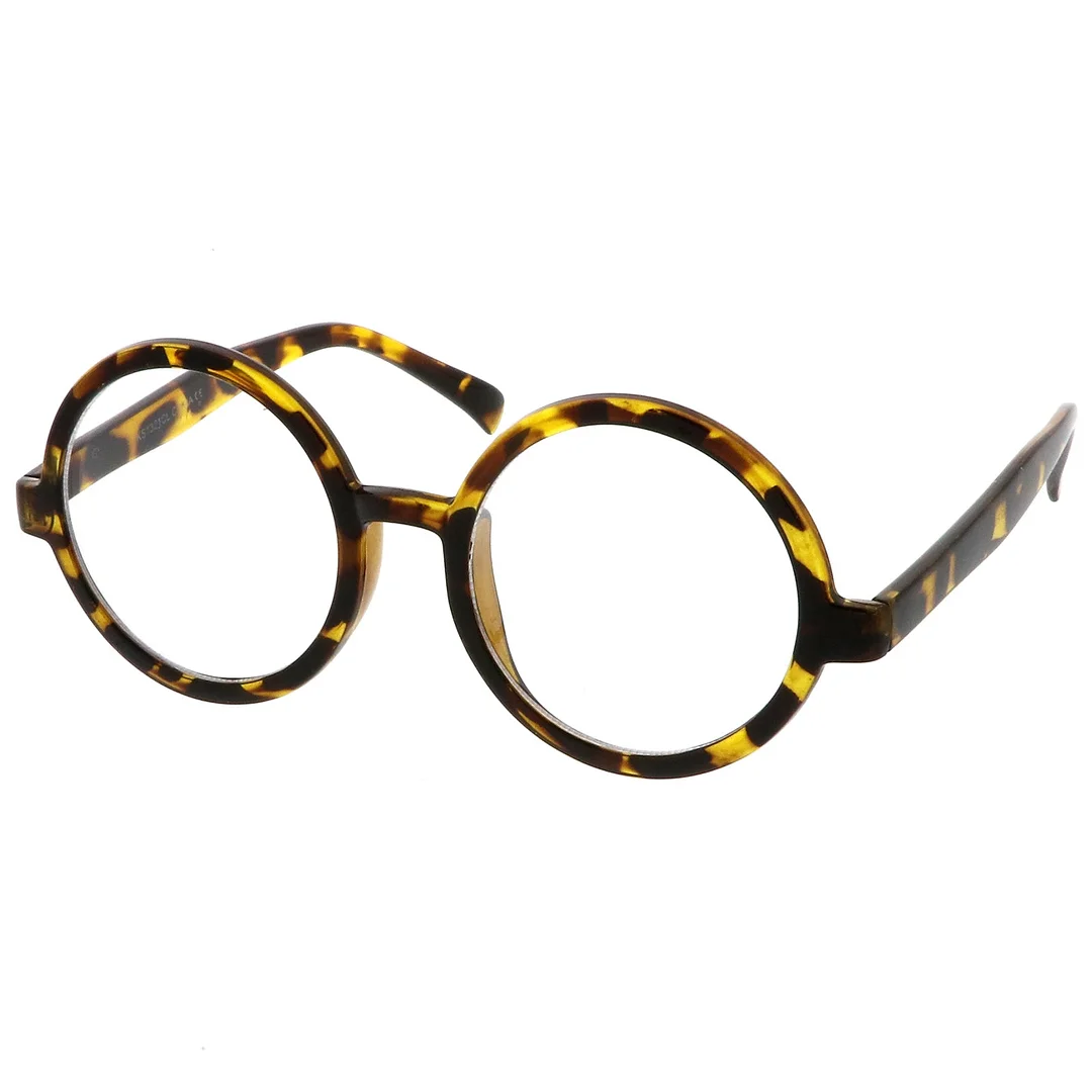 Retro Horn Rimmed Clear Lens Round Eyeglasses 52mm