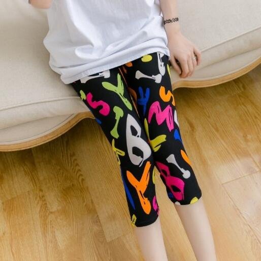 CUHAKCI Summer Printing Women Leggings Cropped Pants Casual Stretched Graffiti Tie Dyed Elastic Capris