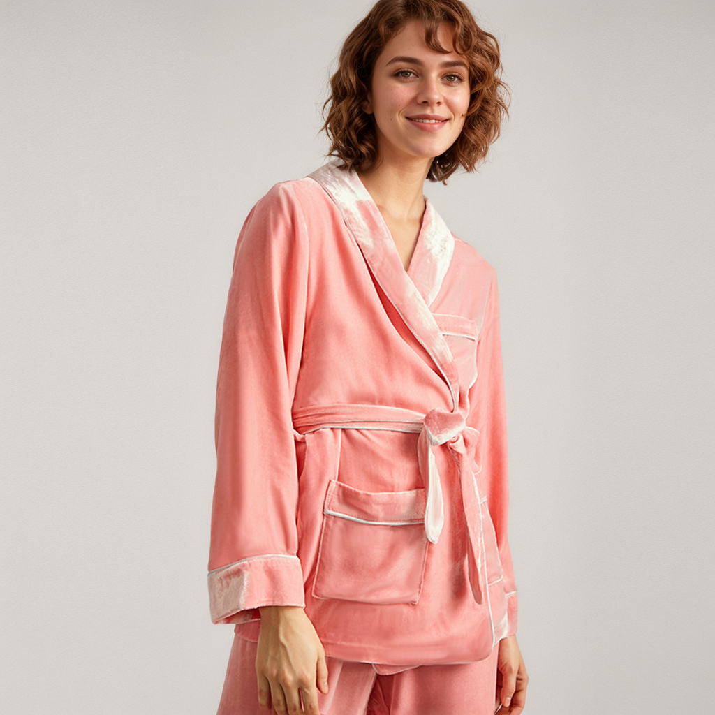 Kimono Style Silk Velvet Pajamas for Women REAL SILK LIFE