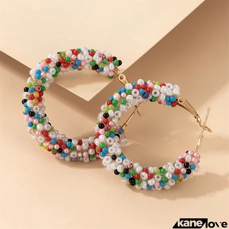 Women's Pure Fresh Color Beads Personality All Match Earrings