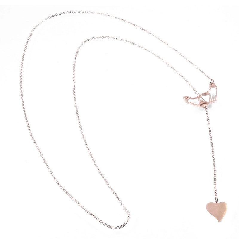304 Stainless Steel 18K Gold Plated IG Style Classic Style Commute Plating Animal Heart Shape Feather Pendant Necklace