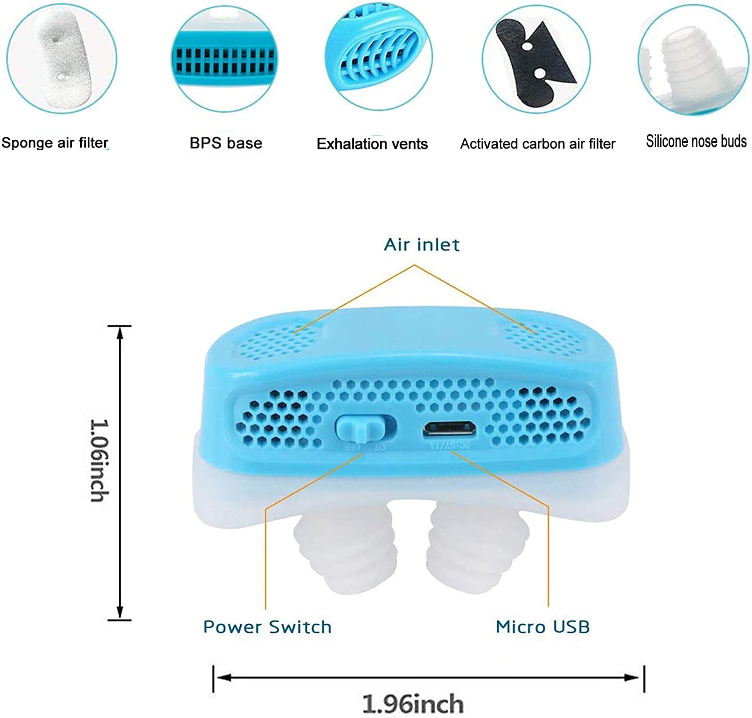 Maskless & Hoseless Micro Portable CPAP Sleep Apnea Anti Snore Machine