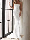 White Color Sequined Bandeau Wedding Maxi Dress