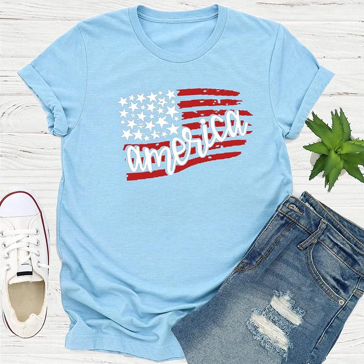 Independence Day America Art Flag T-shirt-Annaletters