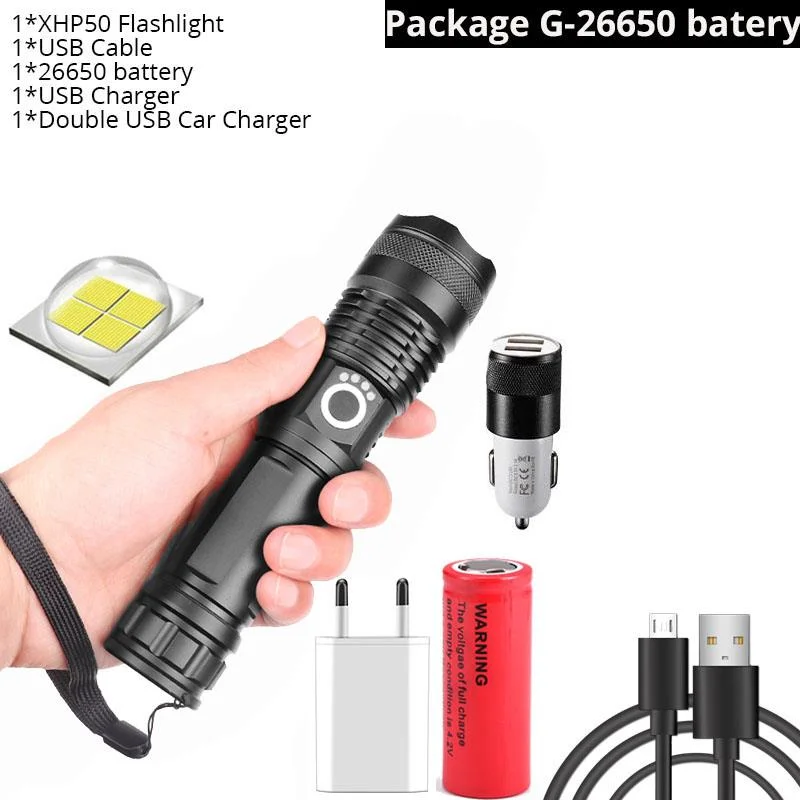 Drop Shipping xhp50.2 most powerful flashlight 5 Modes usb Zoom led torch xhp50 18650 or 26650 battery Best Camping, Outdoor