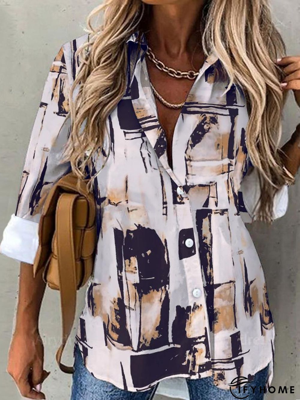 Random Print Casual Loose Blouse | IFYHOME