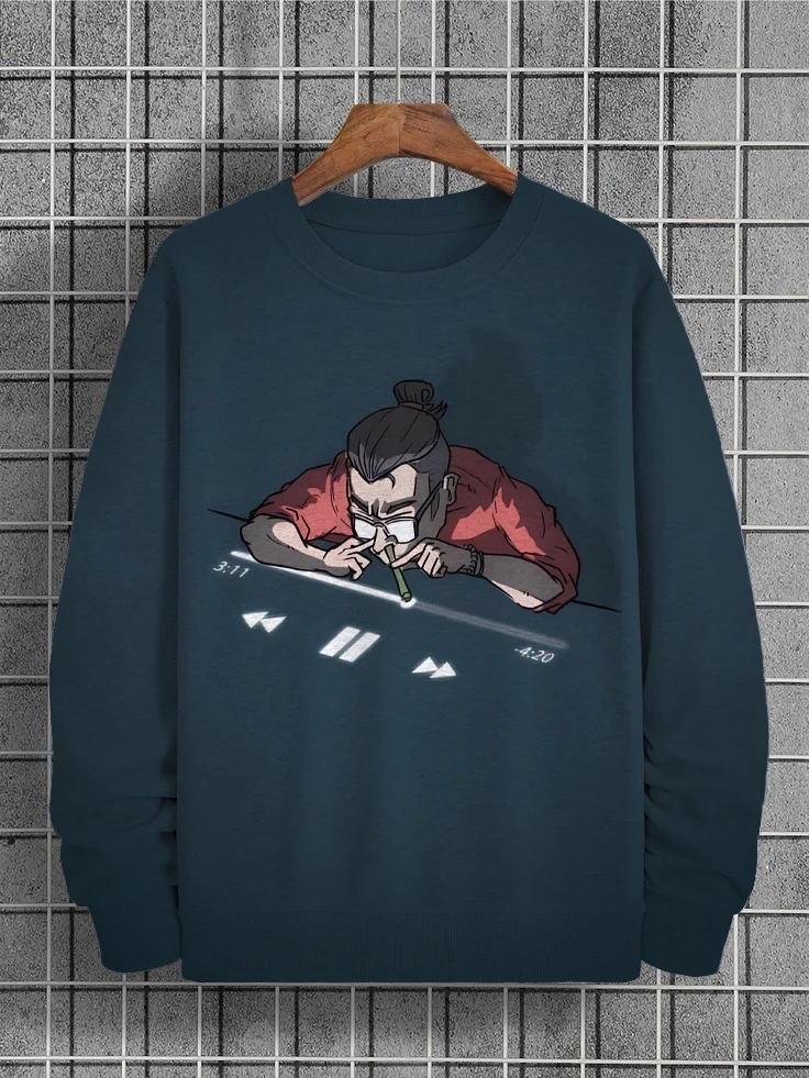 Men's Music Is Like A Drug Print Casual Sweatshirt