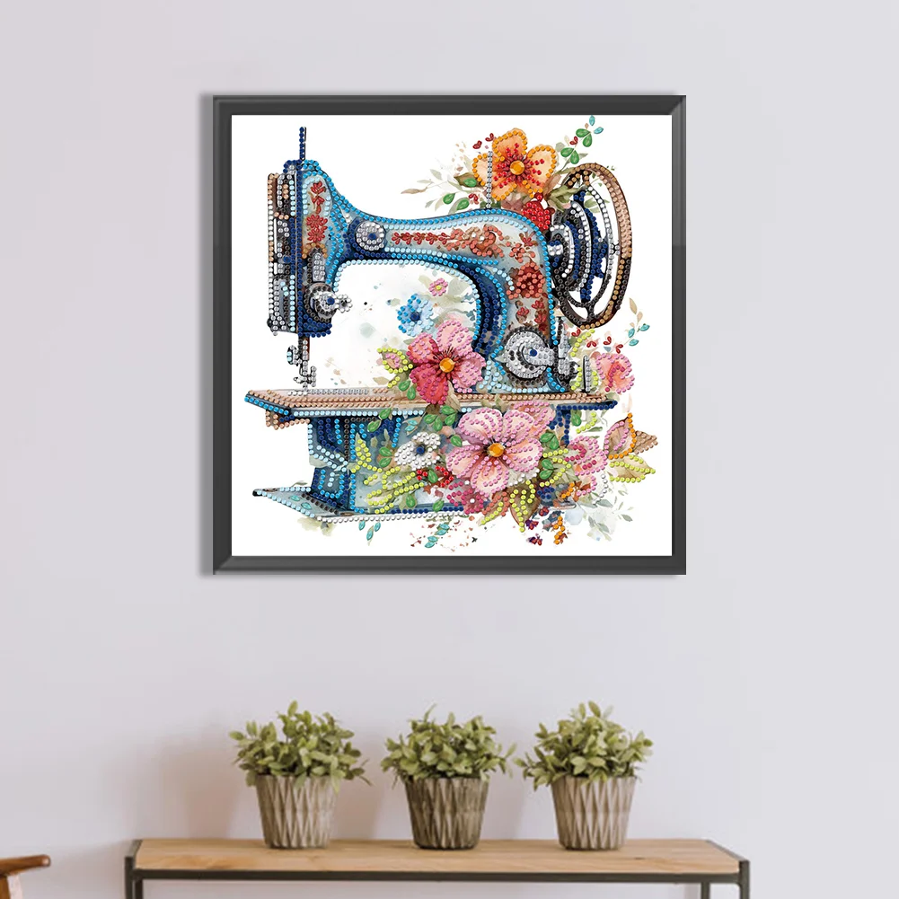 Diamond Painting - Partial Special Shaped Drill - Sewing Machine(Canvas|30*30cm)