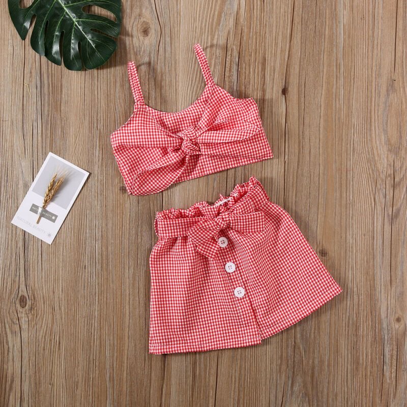 Baby & children's 1-6Years Summer Toddler Kids Baby Girl Plaid Crop Tops Mini Skirt Dress outfits Clothes for children
