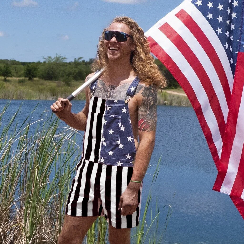 Men's US Independence Day Flag Jumpsuit Romper