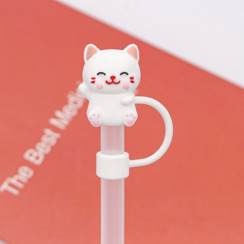 5 Pieces Silicone Straw Cap Flower Cartoon Baiyun Cup Straw Protective Cover Dust Plug 10mm