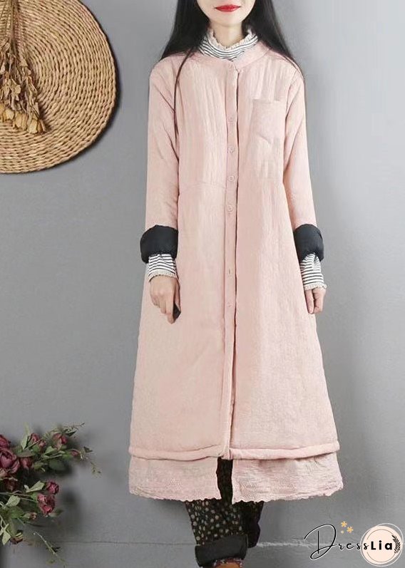Handmade Pink Pockets Patchwork Fine Cotton Filled Coats Winter