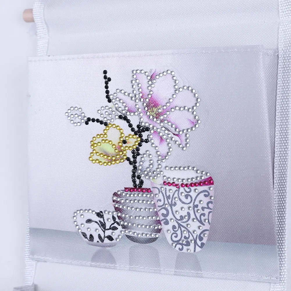 Wall Hanging Storage Bag DIY Flower Diamond Painting Home Organizer(20*50cm)