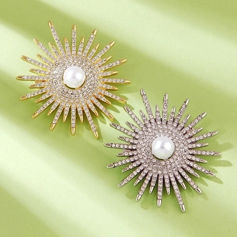 Minimalist Pin Sun Alloy Inlay Artificial Gemstones Women's Brooches