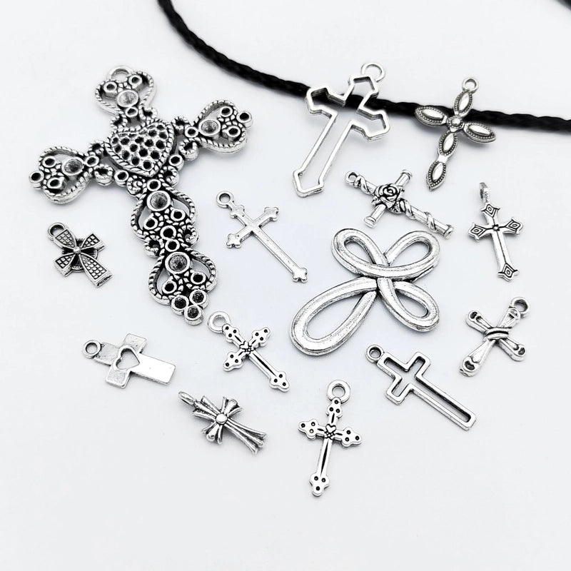 10 Pcs/package Retro Cross Alloy Plating Pendant Jewelry Accessories