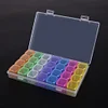 28 Slot Kunststoff Aufbewahrungsbox Nagel Strass Schmuck Vitrine (bunt)