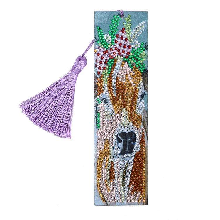 DIY Cows Special Shaped Diamond Painting Leather Bookmark Tassel