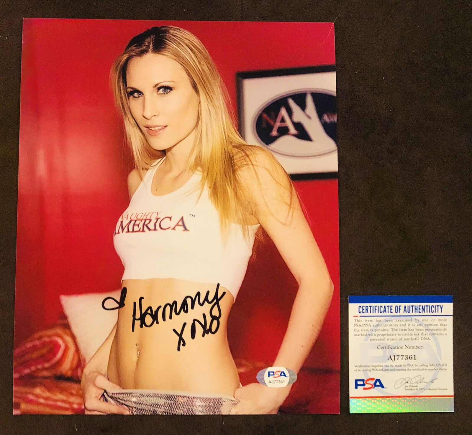 Harmony Adult STAR SIGNED 8X10 Photo Poster painting Autograph Sexy Naughty America PSA