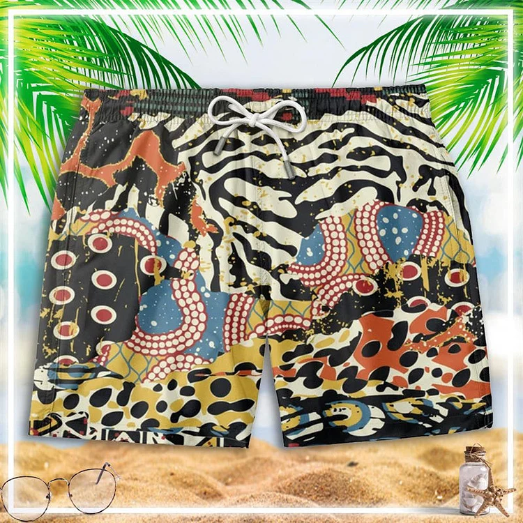 African Patchwork Summer Beach Shorts