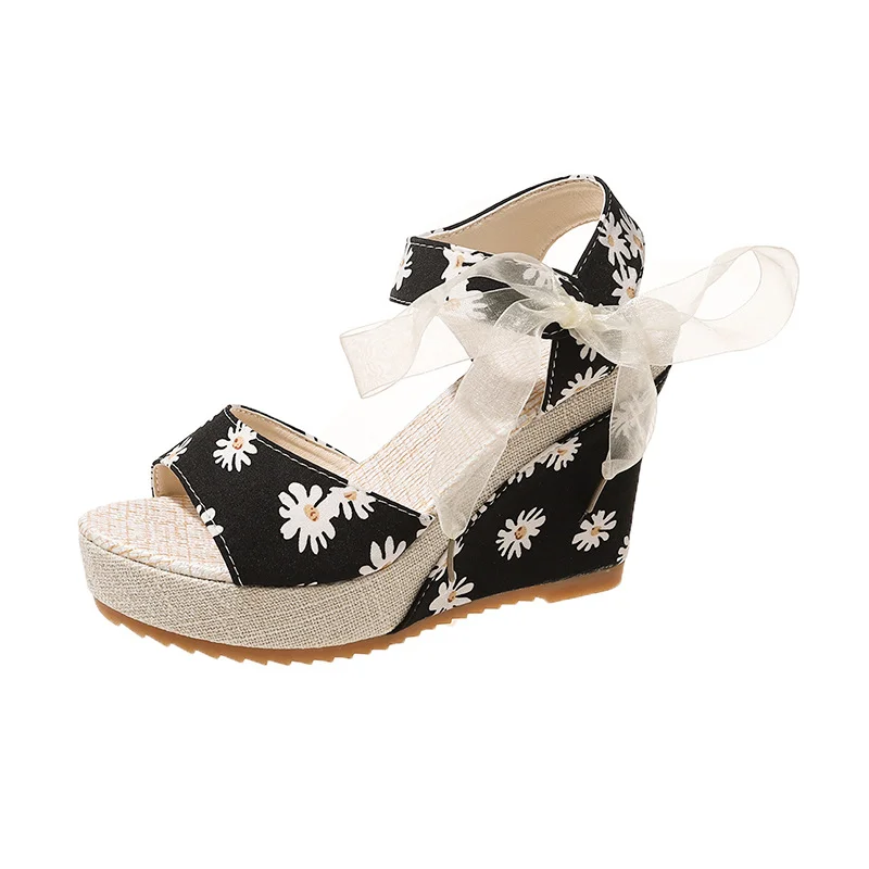 Yyvonne Hee Women's Sandals Fruit Pattern High Heel Sandals Women 2025 Spring And Summer New Word Fish Mouth Bow Women's Shoes