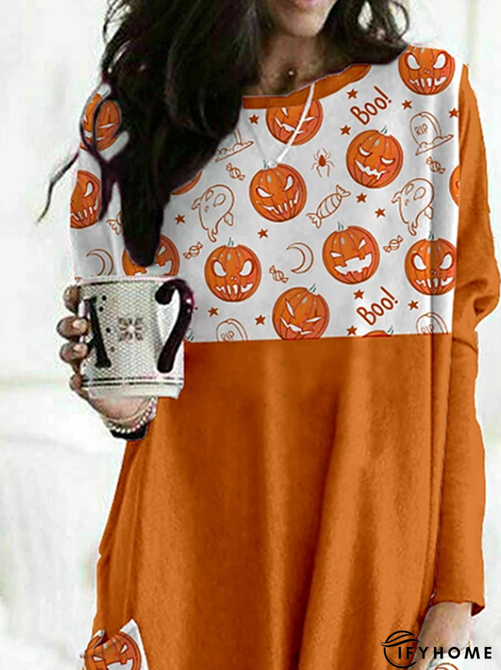 Crew Neck Printed Casual Long Sleeve T-shirt | IFYHOME