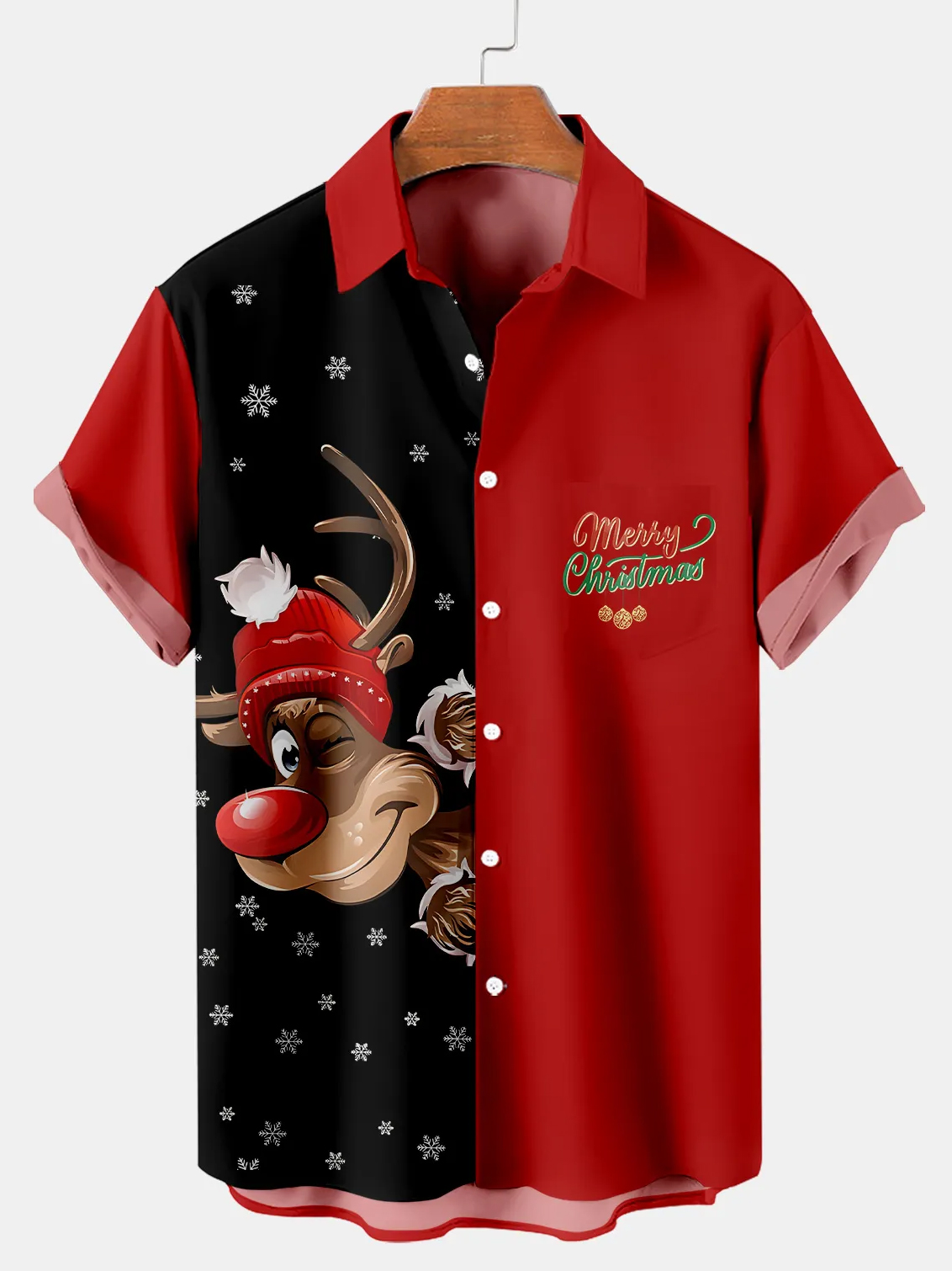 Men's Classic Christmas Short Sleeve Shirt PLUSCLOTHESMAN