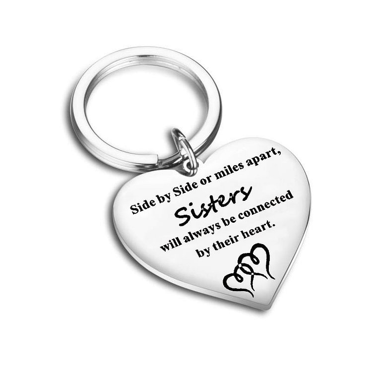 For Sister - Sisters Will Always Be Connected By Their Heart Keychain