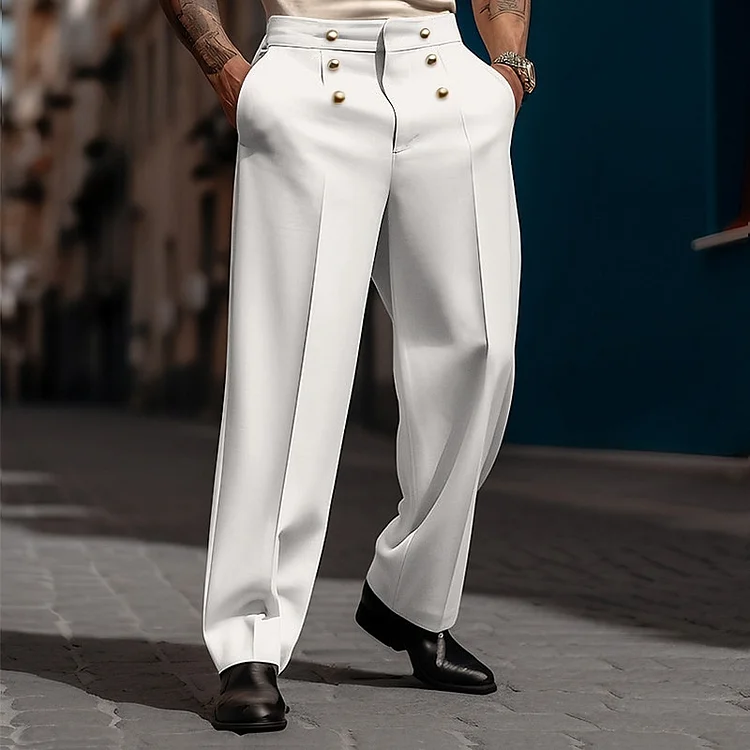 Men's Business Casual Studded Decor Slant Pockets Suit Pants