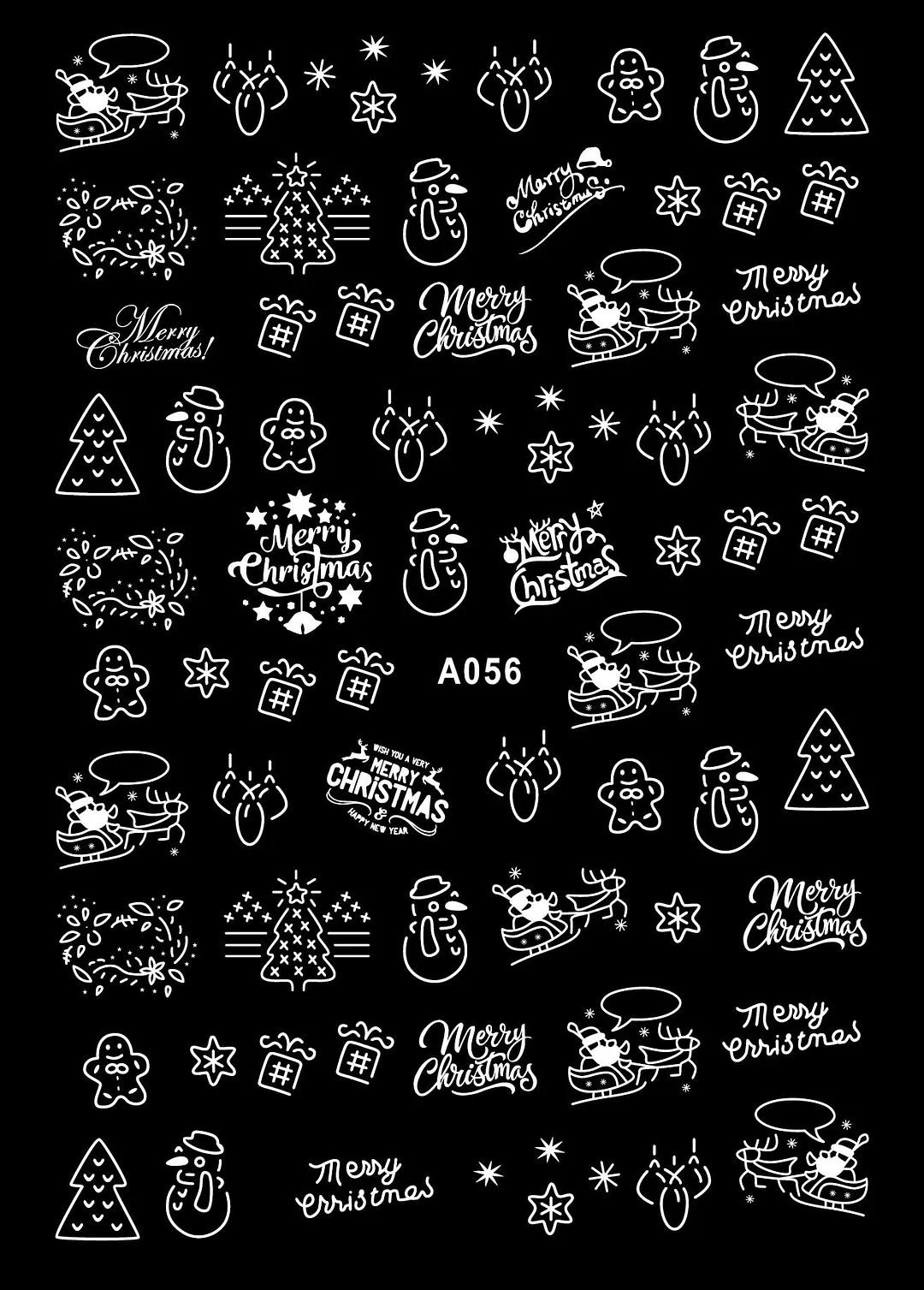 Merry Christmas 3D Elk Nail Art Decals Nail Sticker Manicure Red Laser Gold Silver White Snow Sticker for Nail Design Decoration-Nail Inspo