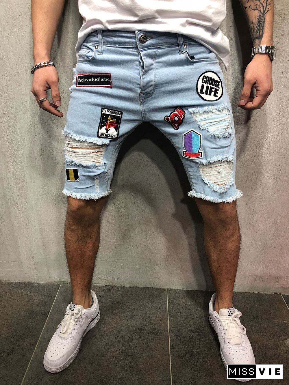 Fashion Zipper Denim Shorts Hh034