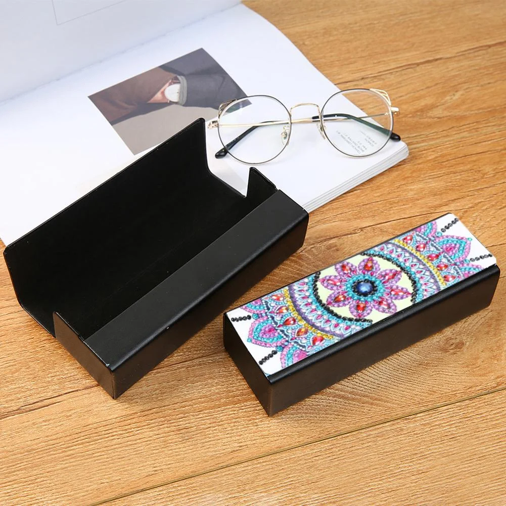 DIY Diamond Painting Leather Eyeglasses Storage Box Case Sunglasses Holder