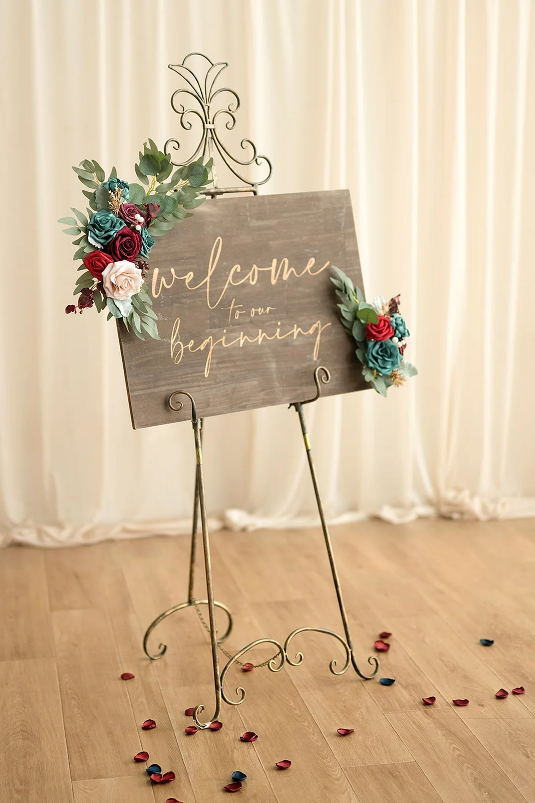 Flower Sign Decor in Dark Teal