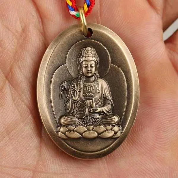 Sterling Silver Guanyin Lucky Pendant Necklace