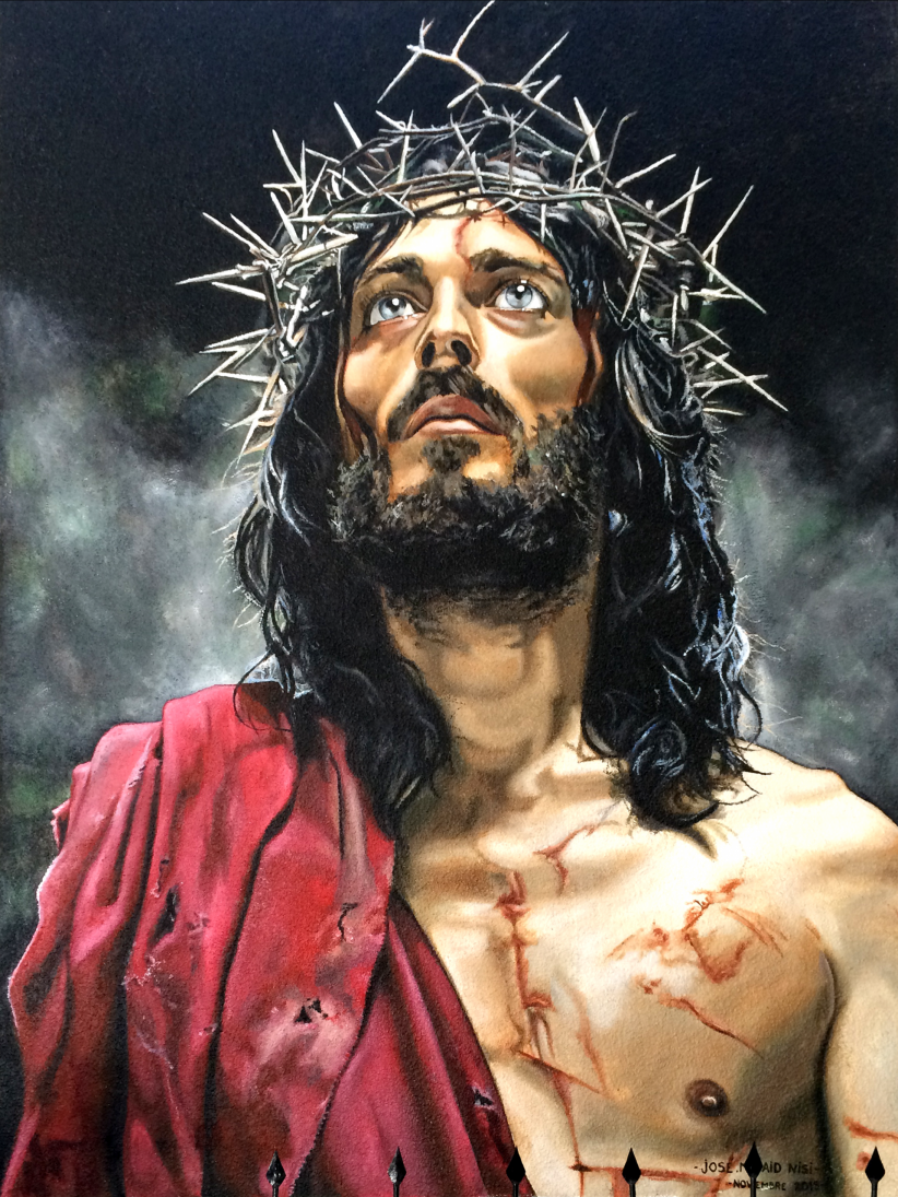 JESUS CHRIST CROWN OF THORNS 8.5X11 Photo Poster painting PICTURE GOD THE FATHER SON HOLY SPIRIT