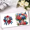 6pcs Diamond Painting Independence Day Flowers Greeting Card with Envelope for Family Friends Holiday Gift Congratulations