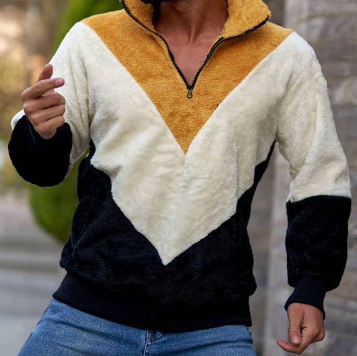 Panelled Lambskin Lapel Sweatshirt、、URBENIE