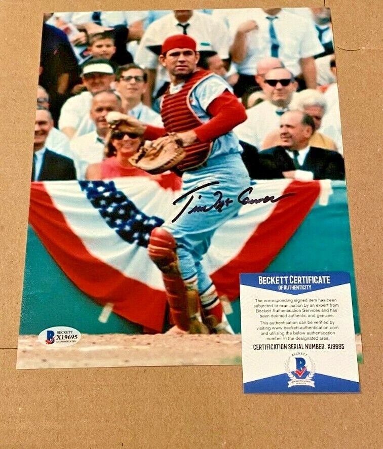 TIM MCCARVER SIGNED ST. LOUIS CARDINALS 8X10 Photo Poster painting BECKETT CERTIFIED BAS