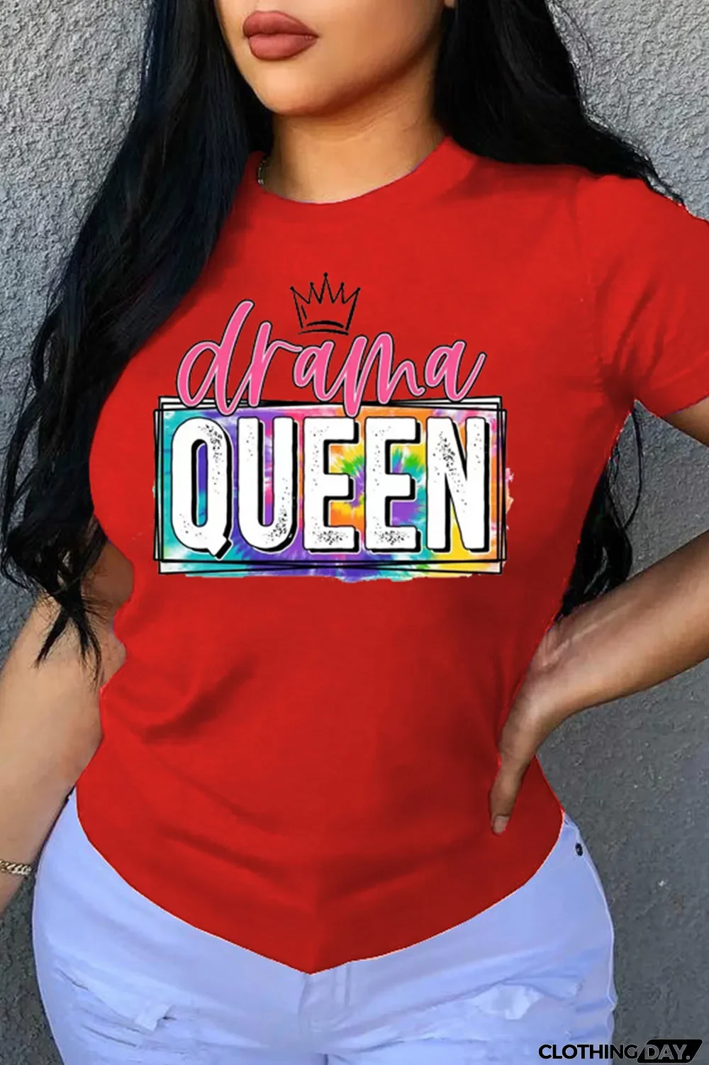 Orange Fashion Casual Letter Print Basic O Neck T-Shirts