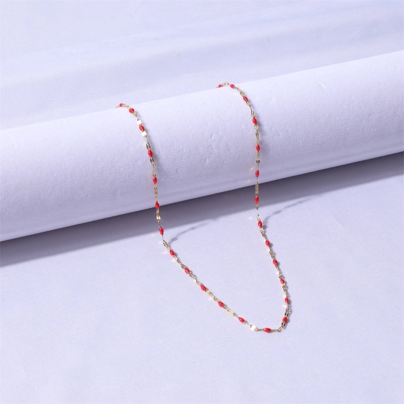Sweet Color Block Titanium Steel Enamel Necklace
