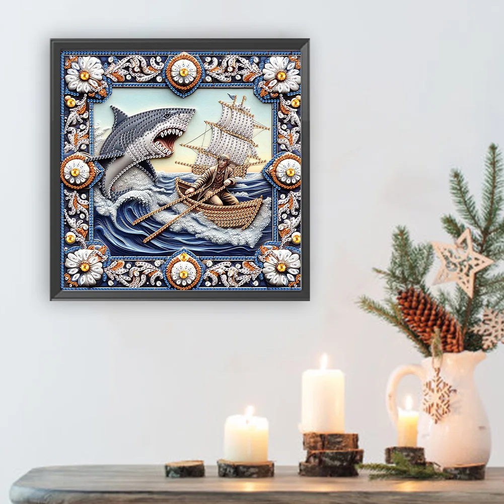 Diamond Painting - Partial Special Shaped Drill - Shark(Canvas|30*30cm)