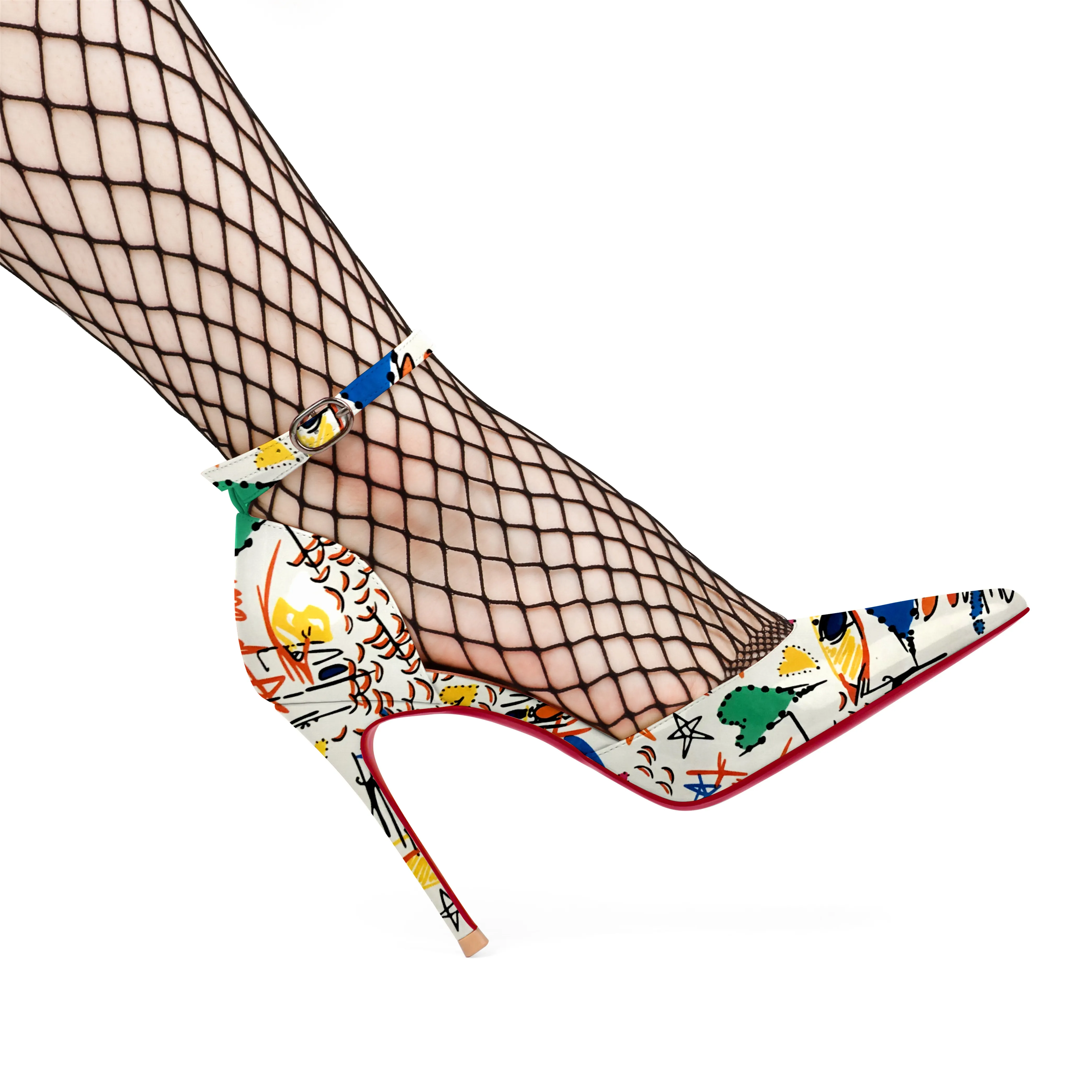 100mm Women&rsquo;s High Heels Ankle Strap Pointed Toe Heel Dress Wedding Party Pumps Red Bottom Sandals