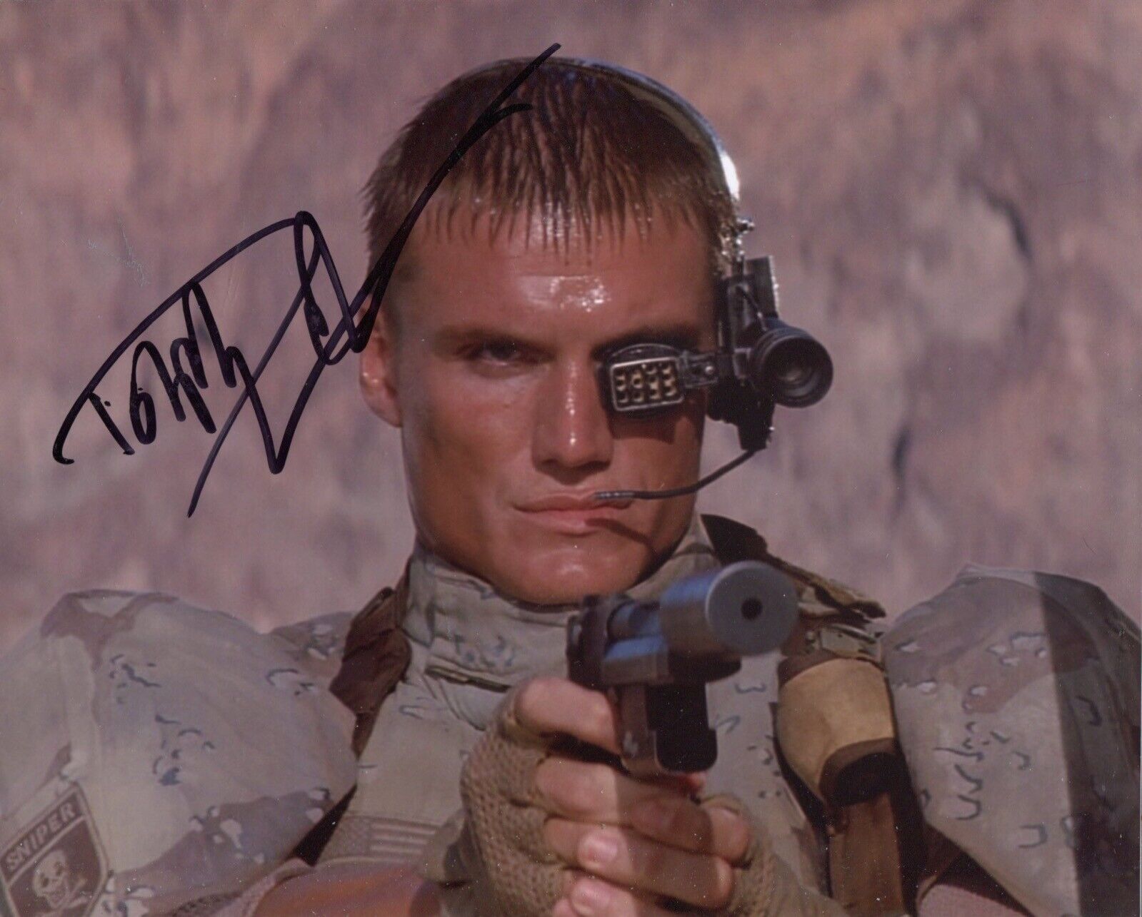 Actor Dolph Lundgren signed UNIVERSAL SOLDIER 8x10 Photo Poster painting