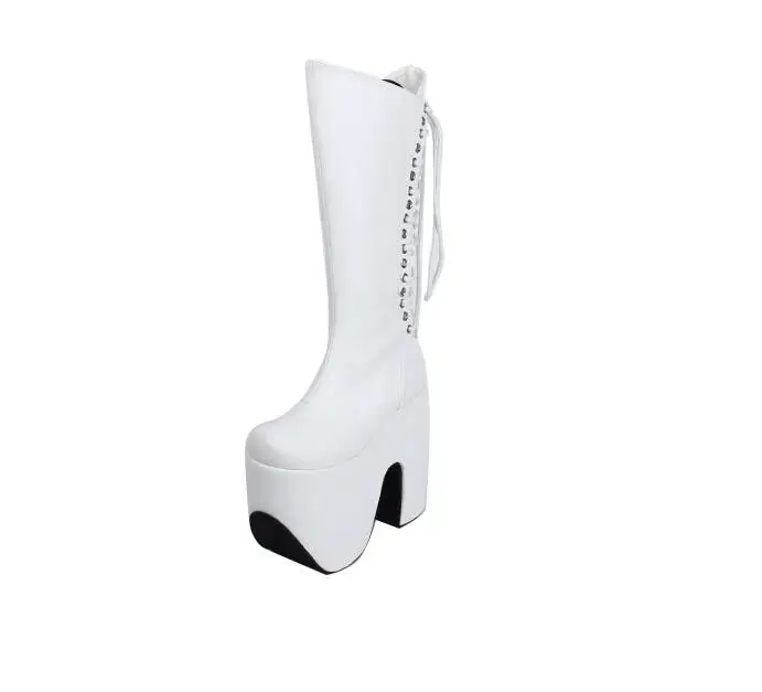 VCshoes Mori Girl Women Punk Motorcycle Boots Lady Lolita Mid-calf Boots Woman High Trifle Heels Pumps Platform Shoes 46