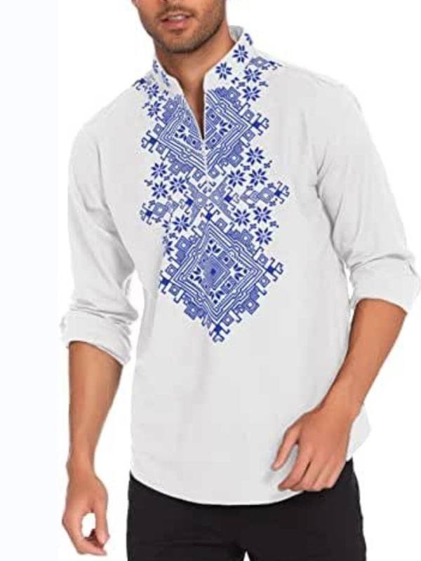 Men's Vintage cotton linen long sleeved shirt