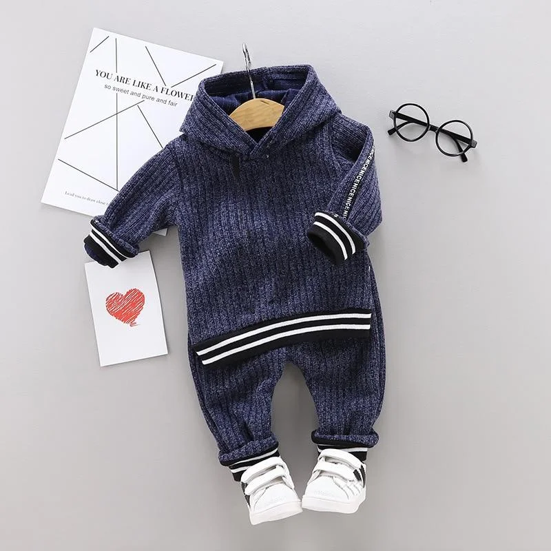 Toddler Clothing Infant Baby Boys Solid Long Sleeve Hoodie Tops Sweatsuit Pants Kids Outfit Set (1-4 Years)
