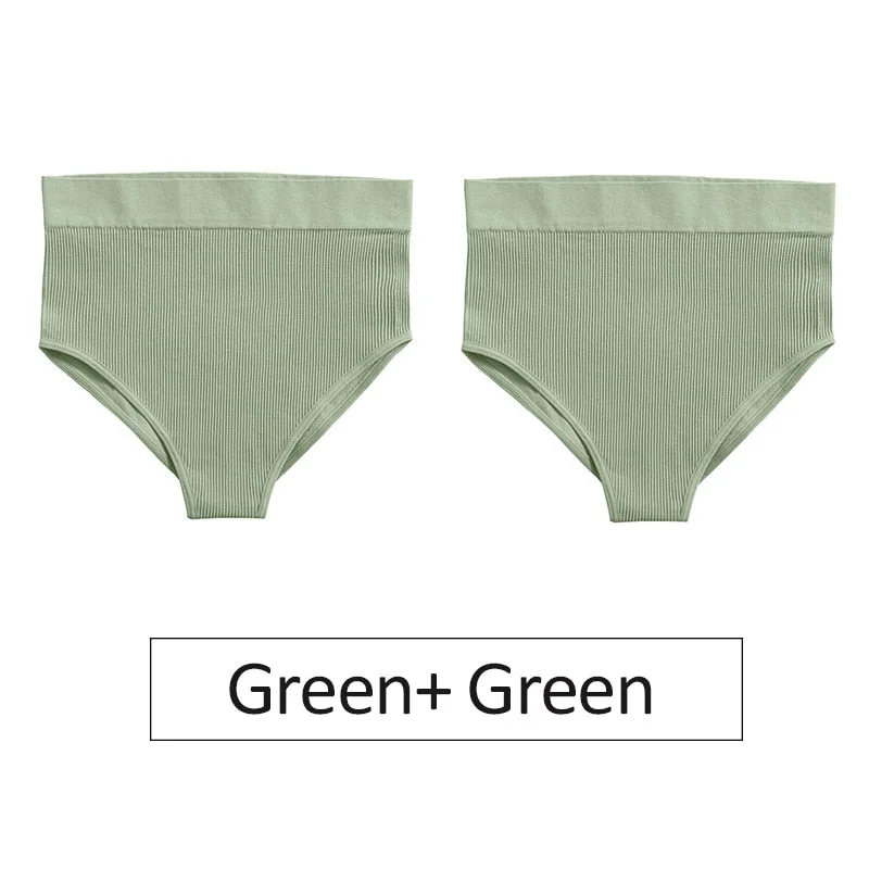 2PCS/Set Women's Panties High Waist Seamless Underwear Female Underpants Woman Sexy Briefs Ladies Panties Intimates Lingerie