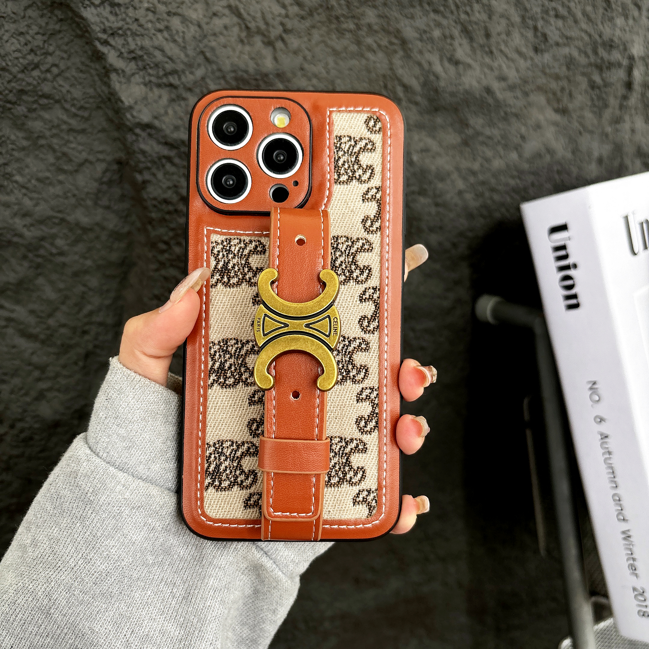 Elegant Wristband Celine Embroidered Leather iPhone Cases