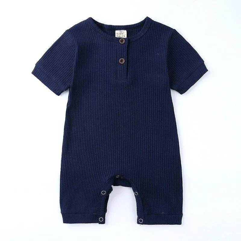 2021 Summer Newborn Baby Romper Soild Color Baby Clothes Girl Rompers Cotton Short Sleeve O-neck Infant Boys Romper 0-24 Months